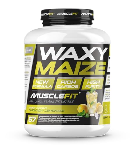 Musclefit Waxy Maize 2kg - Almidón de Maíz Ceroso - Carbohidrato Energético de Bajo Índice Glucémico - Sabor Limonada