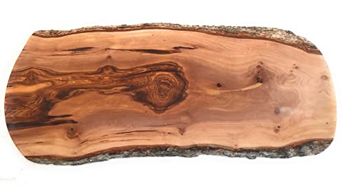 24" Rustic Handmade Bark Edge Olive Wood Charcuterie Board Extra ...