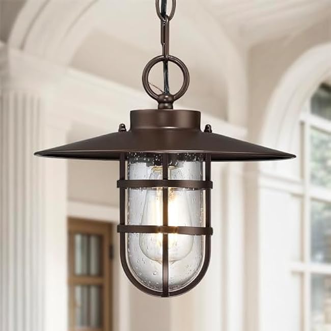 Rustic Pendant Light 11 Inch Exterior Hanging Lights Fixture ORB