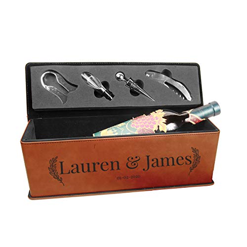 Personalized Leatherette Wine Box with Tool Set
