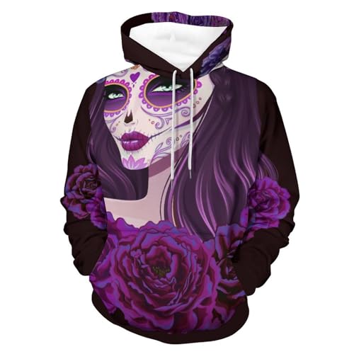 Hoodie Femme Crâne Coupe Mixte Fine pour En finir avec les Sweats Trop Larges Taille S