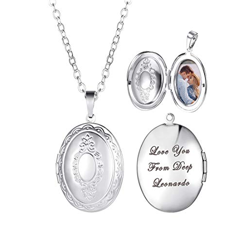 U7 Personnalisé Photo Collier Femme avec Photo/Texte Pendentif Mé...