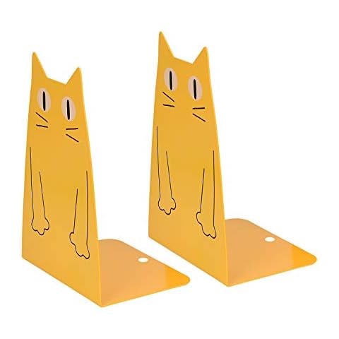 Kioneer Cat Metal Bookend, one Pairs cute Large Heavy Duty cat Fashion Style Bookend for school library Shelf Home Office Decoration Cover