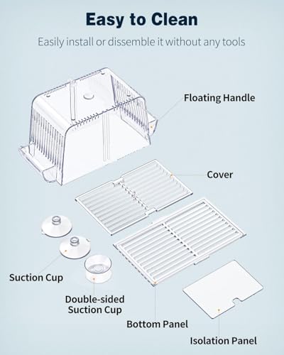 Pawfly Caja de cría de peces de acuario con 6 ventosas de acrílico para peces bebés, camarones, betta, guuppy, platy - imagen 5
