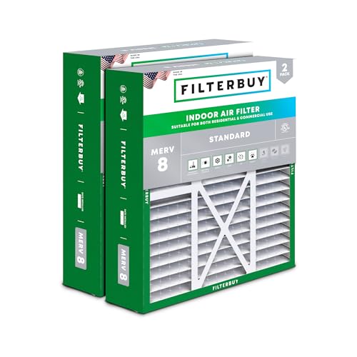 Filterbuy 22x24x5 Air Filter MERV 8 Dust Defense (2-Pack), Pleated HVAC AC Furnace Air Filters Replacement for Amana, Goodman, and Five Seasons (Actual Size: 22.06 x 23.94 x 5.25 Inches)