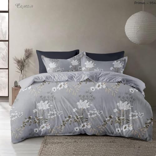 Image of HOMEKART 3D Printed 144 Tc Microfiber Double Bedsheet with 2 King Size Pillow Covers Breathable | Wrinklfree | Summer | Topsheet (Dark Grey Cricle Print, 90 x 90 Inches)