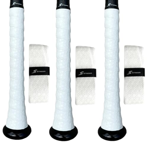Stinger Premium Polymer Bat Grip(Baseball and Softball) - 3-Pack: White
