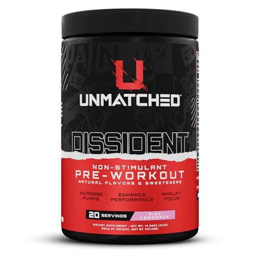 Image of Unmatched Dissident Non Stim Pre Workout Powder for Men & Women | Citrulline, Beta Alanine, Peak ATP | Natural Flavors & Sweeteners | 20 Servings (Pink Lemonade)