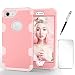 Produktbild iPhone 6/iPhone 6s 4.7 Hülle, DYGG 3 in1 Original Super Anti-Fall Handyhülle Case Cover PC Harte Kleber Rückschale mit Silikon TPU Schutzhülle +Eingabestift Touchstift+Displayschutz-Rosa schwarz