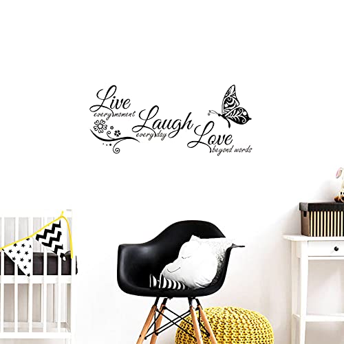 Live Laugh Love Wall Decal Art, Vinyl Live Every Moment Laugh Every Day Love Beyond Words Wall Decor Stickers Motivational Quotes For Bedroom, Removable Wall Sign Mural Diy Home Decoration(13.8Wx30L) #TOP5