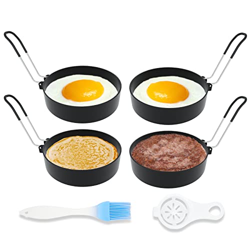 Comparison: Best Egg Ring Mold 7 Stainless Steel Egg Rings for Frying Eggs(4 Pack) - 3.5" Round Non Stick Griddle Rings with Oil Brush, Egg Sandwich/Pancake/Cooking Molds, Breakfast Maker Accessories & Egg Separator