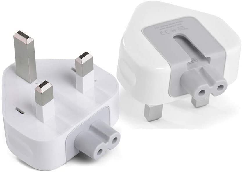 FBS® AC Power Adaptor UK Plug Travel Charger Converter Replacement Plug 3 Pins Standard Head Wall Adaptor Charge for MacBook Pro/Air 2-Pack (White)