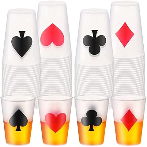 Hoolerry 72 Pcs Casino Party Cups 9 OZ Casino Theme Party Decorations Casino Poker Tumbler Shot Cup Plastic Game Night Themed Party Cup Casino Party Cup Favors Set for Birthday Wedding (Frosted Clear) Cover