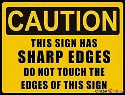 Eletinatwinkle New Street Metal Tin Sign Humour Decorative Caution Sharp Edges Safety Indoor and outdoor road decoration safety warning tin signs prompt aluminum signs 8 x 12 inches