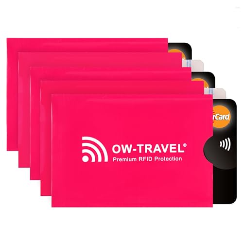 OW-Travel TÜV geprüfte RFID Schutzhülle Kreditkarten NFC Schutzhüllen Reisepasshülle Reisezubehör für Kreditkarte Personalausweis EC Bankkarten Visa Ausweis:5KartenschutzBlockerRosa OW-Travel TÜV geprüfte RFID Schutzhülle Kreditkarten NFC Schutzhüllen Reisepasshülle Reisezubehör für Kreditkarte Personalausweis EC Bankkarten Visa Ausweis:5KartenschutzBlockerRosa