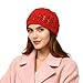 BIBITIME Crochet Beanie Hat Women Lady Summer Vocation Skull Cap Handmade Beret (One Size for Adult, Red)