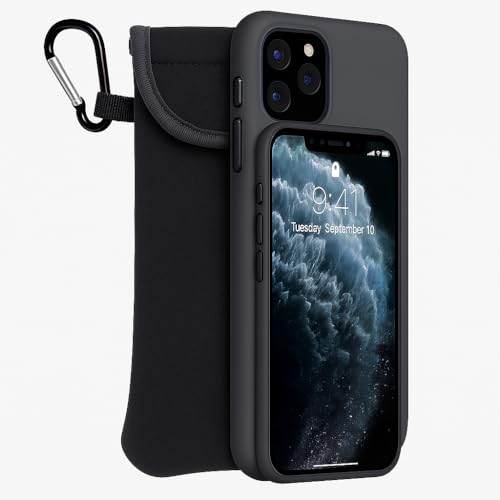 Image of Miracase Cell Phone Sleeve Pouch Case Bag with Crossbody Strap Neck Lanyard for iPhone 11 Pro Max (Black)