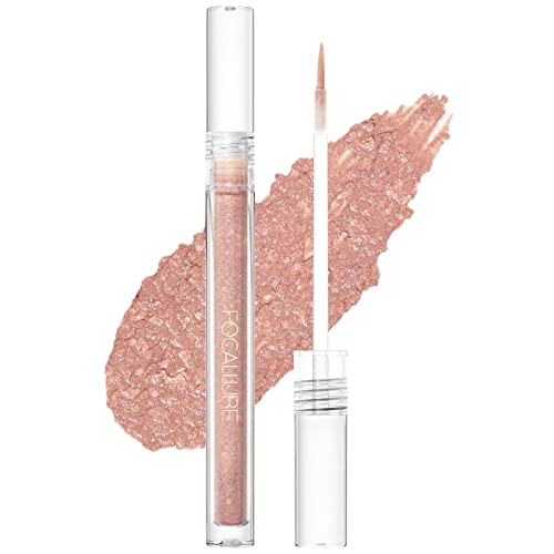 Focallure Glittering Liquid Eyeshadow, High-Impact, Long Lasting, Quick-Drying, Crease Resistant, Precision Applicator Included, 04 Rose Gold Diamondz #TOP20