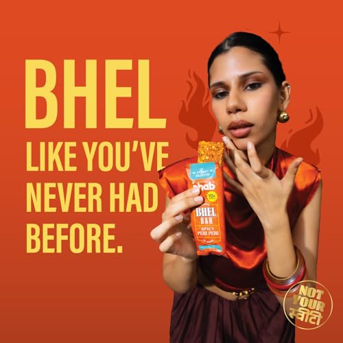 Image of PHAB Protein Bhel Bar - Peri Peri Flavour | Spicy Roasted Snack with Chana Chor | 10g Protein, <150 Cal, Gluten-Free, No Palm Oil | (Pack of 6x35g)