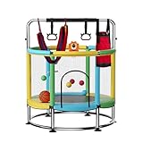 Trampoline for Kids with Anti-Rollover Round Bottom and Swing,55