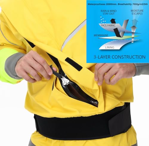 image for PKEDW Dry Suits for Men,Front Zip for Sailing,Kayaking,Paddling with R