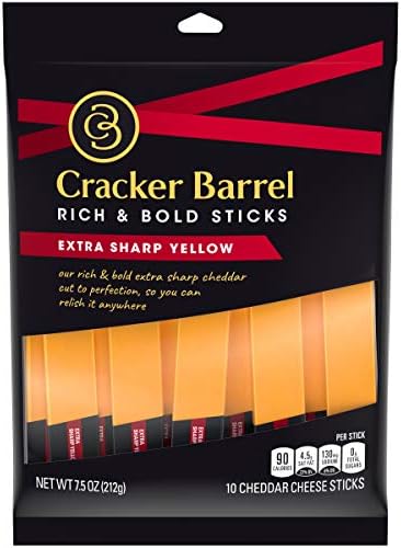 Cracker Barrel Extra Sharp Cheddar Cheese Sticks (10 Sticks)