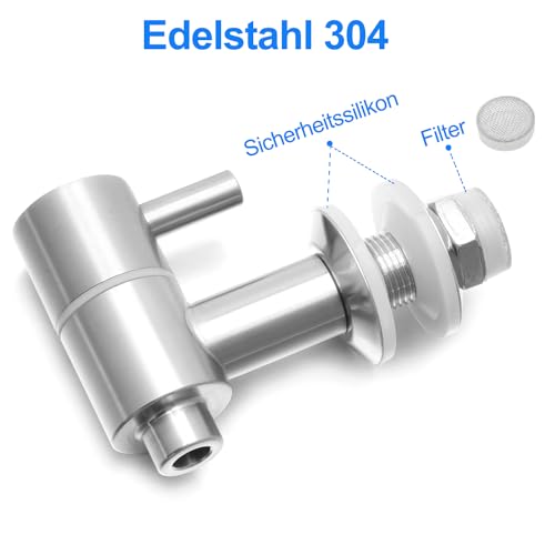 Getränkespender Zapfhahn 304 Edelstahl, Wasserhahn Zapfhahn Ersatzzapfen für Getränkespender, Getränkespender Zapfhahn Ersatz für Wasser Wein Bier Saft