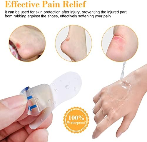 LXQ Blister Plasters for Feet 18 PCS Gel Blister Cushion Pads Waterproof Blister Protection for Heel Hydrocolloid Bandages Invisible Hydrocolloid Plasters for Toes Fingers Heel 6 Shapes