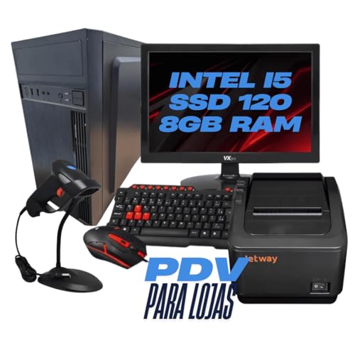 Kit PDV Completo, Intel i5, SSD 120, 8GB RAM, Monitor, Leitor Código de Barras, Impressora de cupom