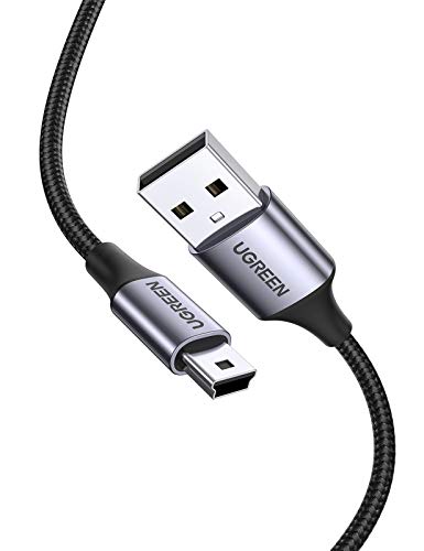 UGREEN Cable USB A 2.0 a Mini Tipo B Nylon Alta Velocidad para PS3, Wii U Pro, Disco Duro Externo, Cámaras Digitales, MP3/ DVD, 1 Metro