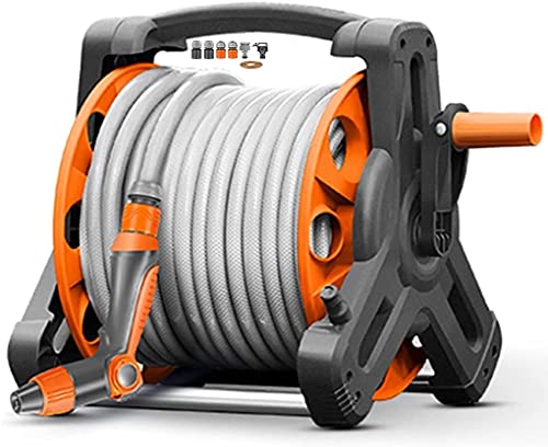 散水用ホースリール ガーデンホースリールカート(ホース付き)、高圧ウォーターガンホース収納ラック、屋外用水道管ラック巻き取りツール、ガーデン収納用品(+DN15 25m pipe)