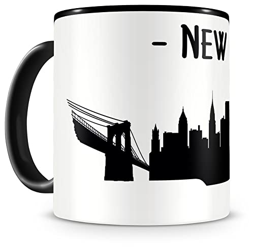 Samunshi® New York Skyline Tasse à café Noir H 95 mm D 82 mm