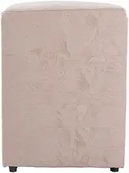 Puff Decorativo Cubo Grande, 45x34x34cm, Estrutura em Madeira, Revestimento em Suede, para Sala, Quarto, Escritório (Palha, Grande)