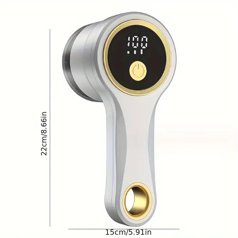 Image of HomeEssentials Electric Lint Remover - Rechargeable, Portable LED Fabric Shaver for Sweaters and Pilling Removal (White)