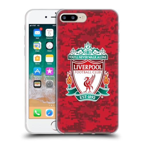 Head Case Designs Officially Licensed Liverpool Football Club Home Red Crest Digital Camouflage Gel Case [Military Grade] Compatible with Apple iPhone 7 Plus/iPhone 8 Plus & Compatible with MagSafe