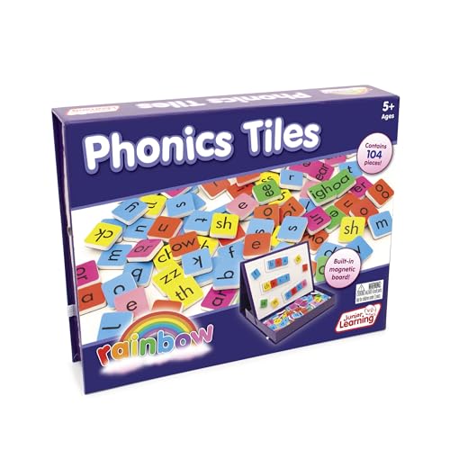 Image of Junior Learning Rainbow Phonics Tiles with Built-in Magnetic Board Multi