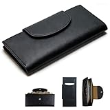 Women's 2-Tier PU Leather All-in-One Long Bifold Wallet | Cash Envelope Wallet, Money Organizer for Cash, Cash Organizer | Travel & Budgeting Essential for Cash, Credit Cards & Business Cards - Black