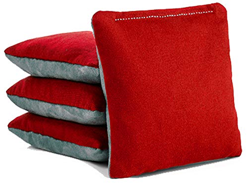 Tailgating Pros Pro-Style Two-Sided Cornhole Bags Slick & Stick Resin Filled Suede And Duck Canvas Set Of 8-20+ Color Combos - (Red/Grey Suede & Black/Grey Suede) #TOP1