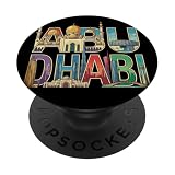 Regalo turistico con nome della città di Abu Dhabi, souvenir di viaggio PopSockets PopGrip Adesivo