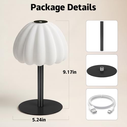Image of Hifree Rechargeable Waterproof Shower Lamp, IP65 Cordless Touch Small Desk Light for Inside Shower, 4500mAh Battery Operated Color Changing Table Lamp for Bathroom, Bedroom, Outdoor (Black)