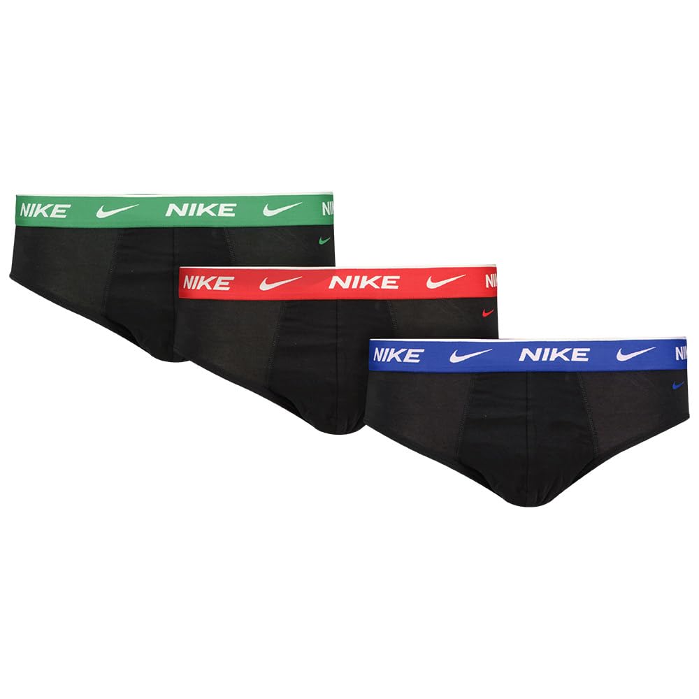 Nike Brief 3PK Underwear, Blk-Stadium Green/GR/Uni Red WB, S Men