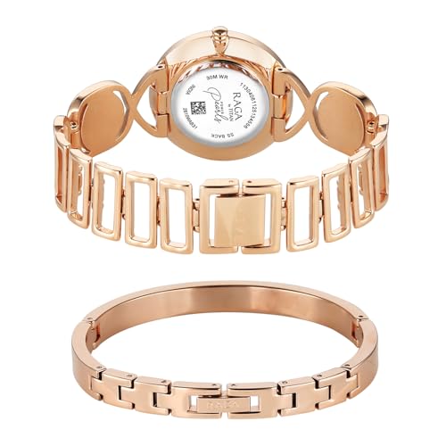 Image of Titan Raga Power Pearls 2.0 with Quartz Analog Mother of Pearl Dial Rose Gold Brass Strap Watch for Women - 2810WM02F
