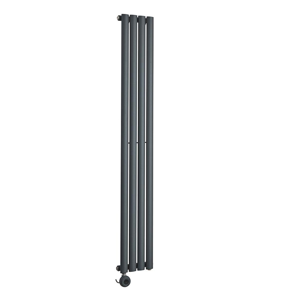 Milano Aruba 600W Anthracite Vertical Single Oval Panel WiFi Electric Radiator - 1780mm x 236mm