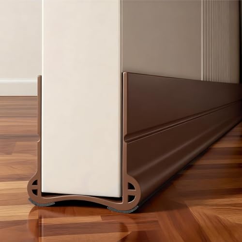 36” Under Door Draft Stopper, Door Draught Excluder for Bottom of Doors, PVC Door Seal for Protection from Sound, Cold, Moisture and Insects (Brown)