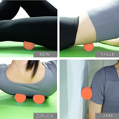 Massageball Faszienball Hart in Lacrosse Ball Größe für Rücken Beine Füße Hände. Triggerpunktball für Tiefengewebsmassage Myofasziale Muskel Entspannung Plantarfasziitis Yoga Pilates 2 Stück (Orange)