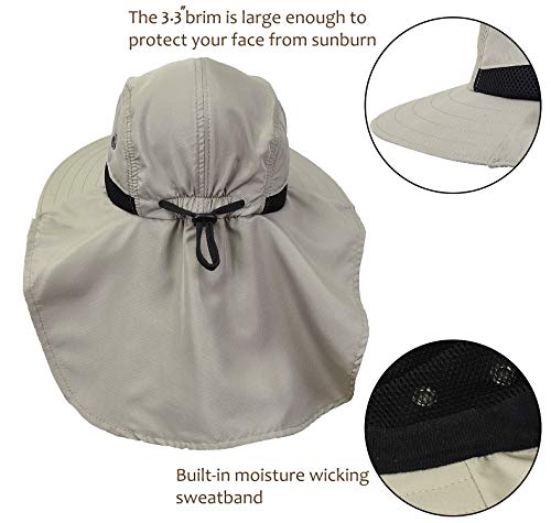Image of Solaris Sun Hat with Neck Flap, UPF 50 Sun Protection Lightweight Sun Cap for Men Women, Wide Brim Hat for Fishing Hiking