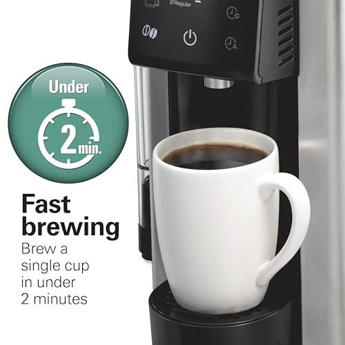 Hamilton Beach FlexBrew Advanced 5-in-1 Programmable 12 Cup Drip and Single Serve Hot & Iced Coffee Maker with Movable 60oz. Water Reservoir, Use Pod Packs and Grounds, Fast Brewing, Black (49924)