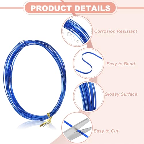 Image of uxcell 1 Rolls 24 Gauge Flat Aluminum Wire, 16.40 ft Soft Craft Wire for Flower Bonsai Crafts Carving DIY Bezel Sculpting Gem Metal Wrap, Dark Blue