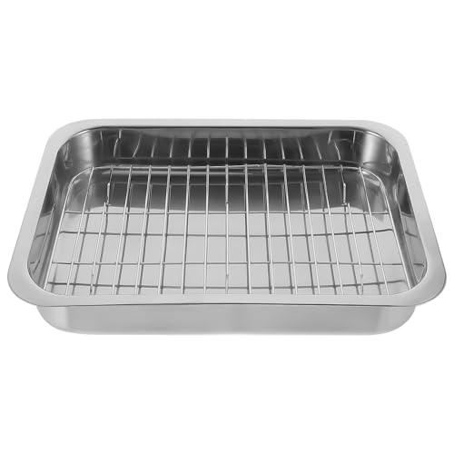 Bandeja para hornear rectangular de acero inoxidable con rejilla 2