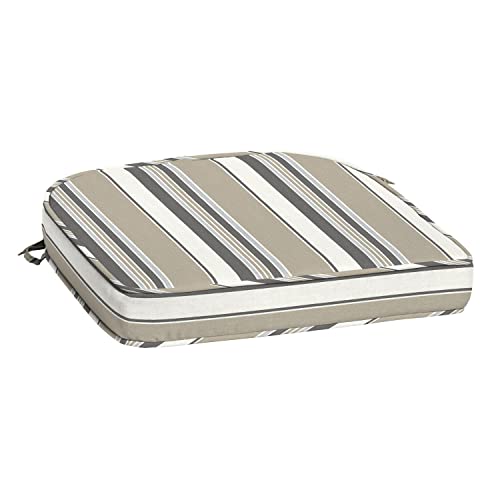 Arden Selections Profoam Essentials Outdoor Seat Cushion 19 X 20, Taupe Grey Linen Stripe #TOP7